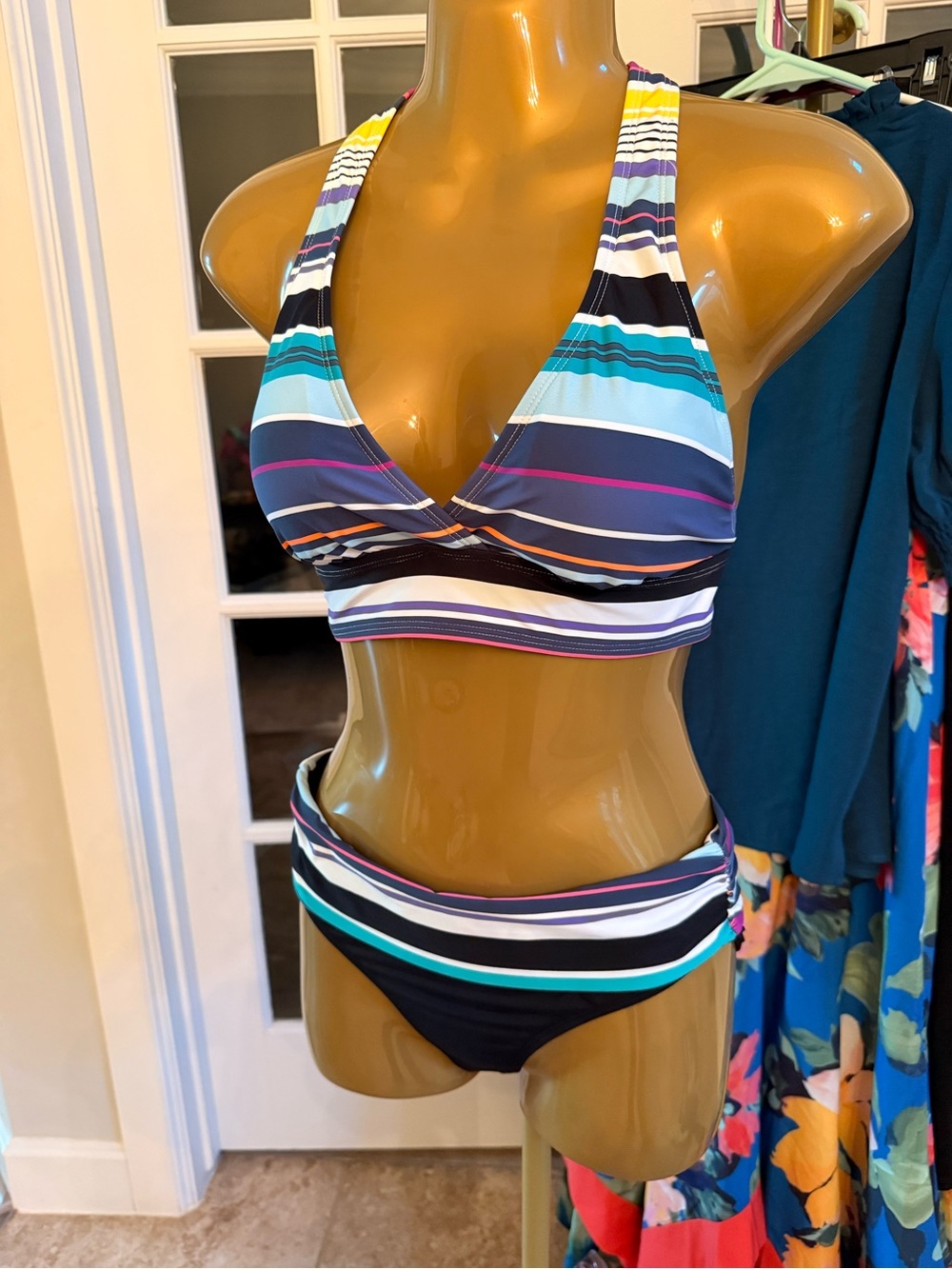 Anne Cole Striped Halter Bikini Set in Small